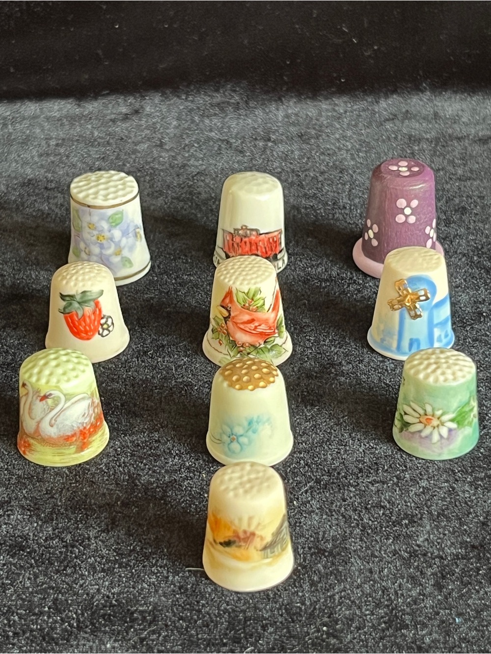 Lot of 10 hand painted Floral Porcelain Misc. Thimbles